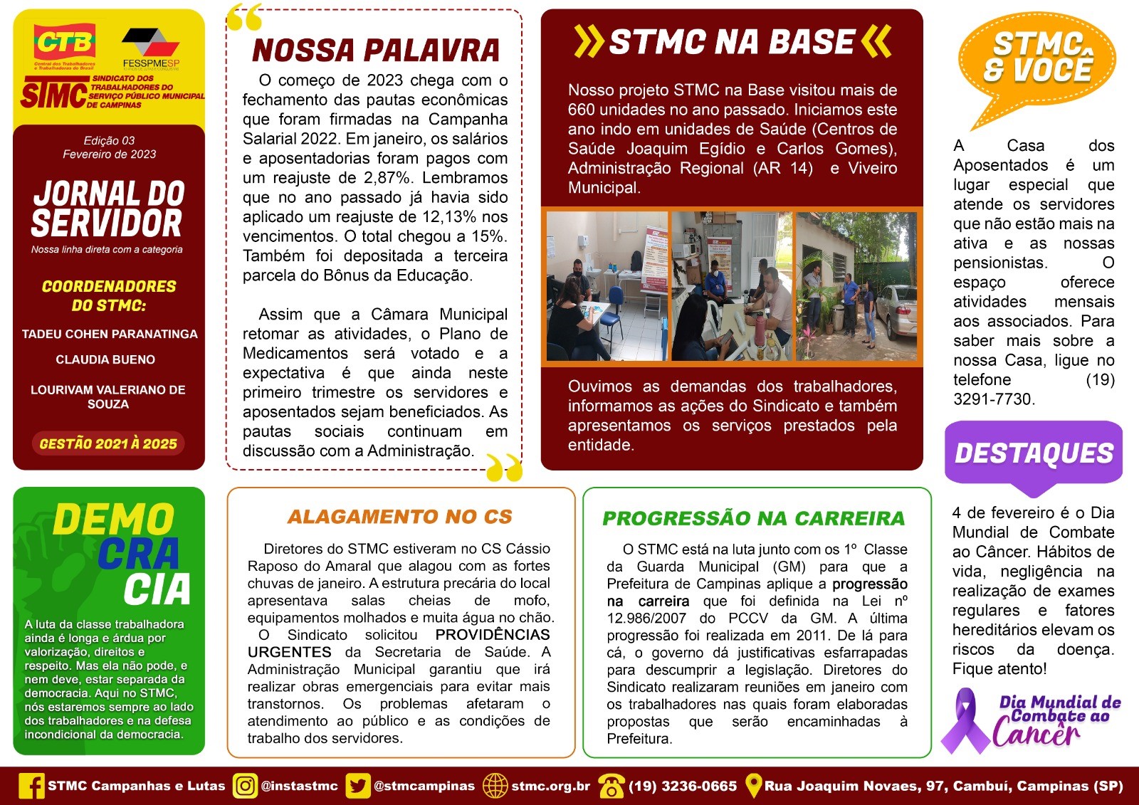 STMC divulga Jornal do Servidor de fevereiro com informações para os trabalhadores da ativa. 