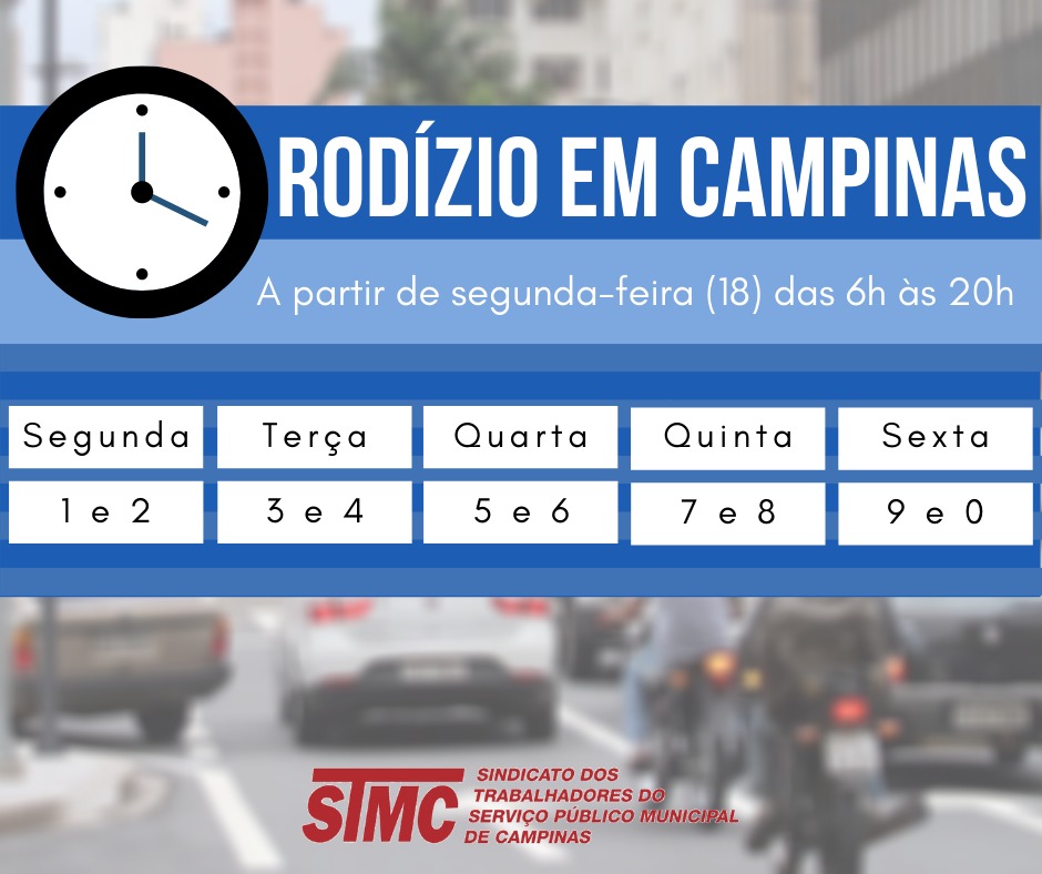 STMC  Campinas terá rodízio de veículos a partir de segunda-feira